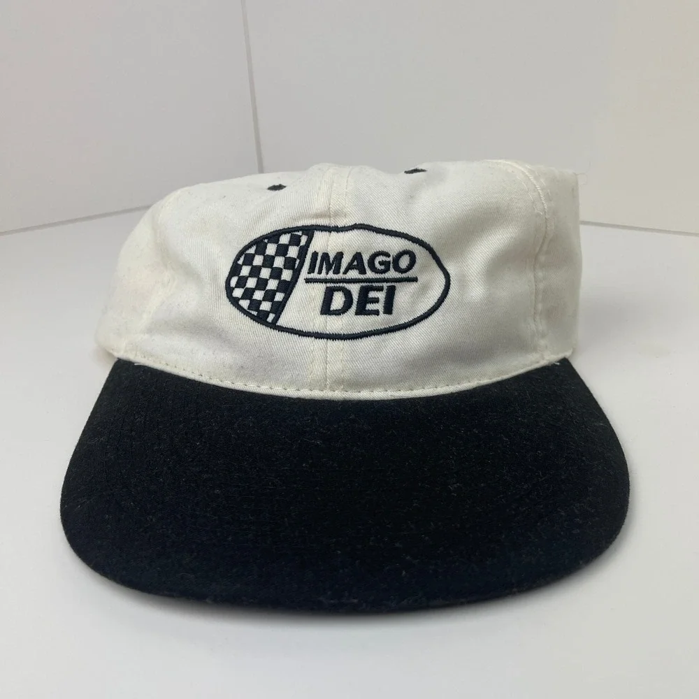 Otto Cap Hat Mens OSFA Imago Dei Two-Tone White Black Embroidered Strapback EUC